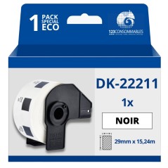 ✅ Étiquettes compatibles Brother DK22211 - Largeur 29 mm x 15,24 mètres - Texte noir sur fond blanc couleur Bl en stock