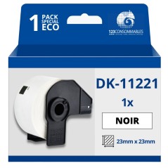 ✅ Étiquettes compatibles Brother DK11221 - 23x23 mm - 1000 unités - Texte noir sur fond blanc couleur Blanco en stock