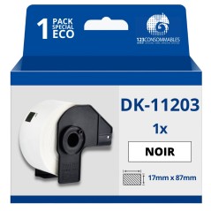 ✅ Étiquettes compatibles Brother DK11203 - 17x87 mm - 300 unités - Texte noir sur fond blanc couleur Blanc en stock