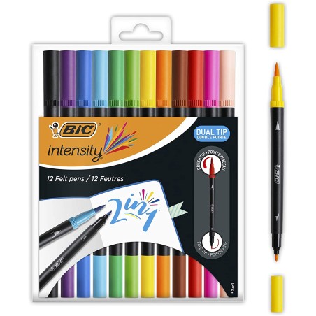 ✅ Bic Intensity Dual Tip 12 Mkr. - Pt. fine en stock