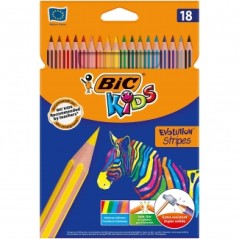 ✅ Bic Kids Evolution Stripes 18 Crayons Couleur couleur en stock