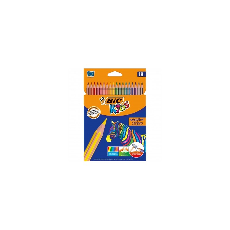 Bic Kids Evolution Stripes 18 Crayons Couleur