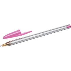 stylo bille transparent capuchon rose
