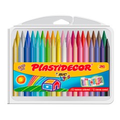 ✅ Bic Kids Plastidecor 36 Crayons Cire couleur en stock