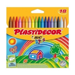 ✅ Bic Kids Plastidecor 18 Crayons Cire couleur en stock