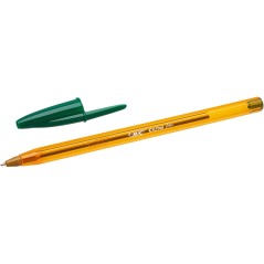 stylo bille orange capuchon vert