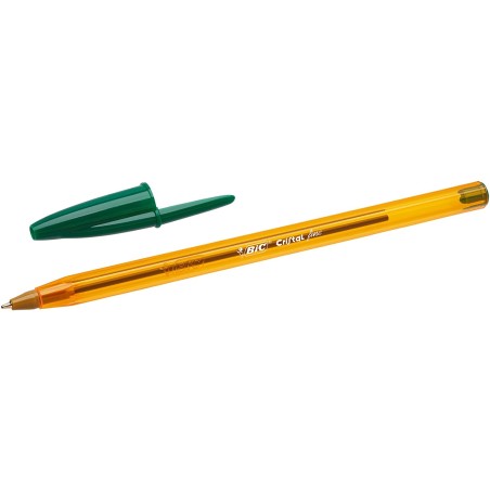stylo bille orange capuchon vert