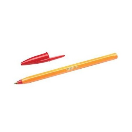 stylo bille orange capuchon rouge