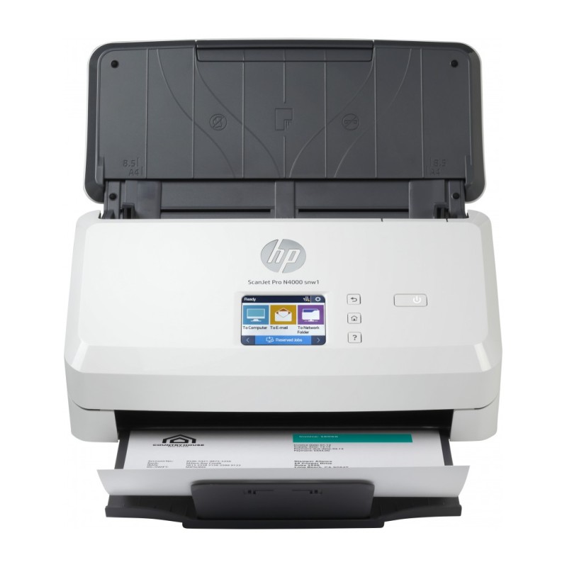 Scanner de documents WiFi HP ScanJet Pro 4000 snw1 - Jusqu'à 40 ppm - Chargeur automatique de documents - Recto verso