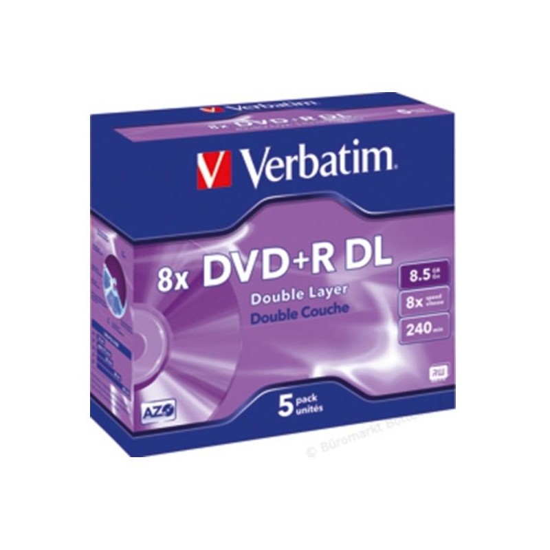 Verbatim DVD+R Double Couche 8x 8.5GB Box (Pack 5 Unités)