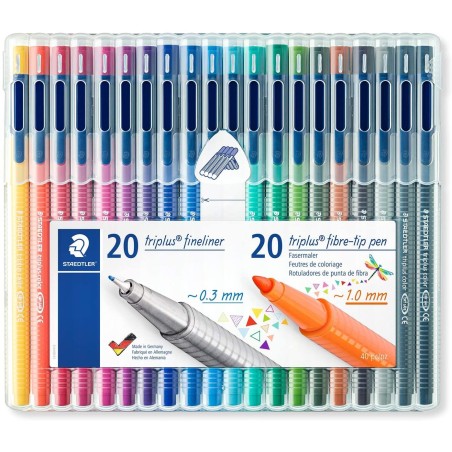✅ Staedtler Triplus Pack de 20+20 marqueurs couleur Plusieurs couleurs en stock