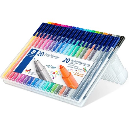 Marqueurs Staedtler Triplus - Lot de 20 - Couleurs assorties