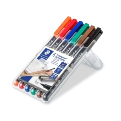 Marqueurs permanents Staedtler Lumocolor lot de 6 couleurs