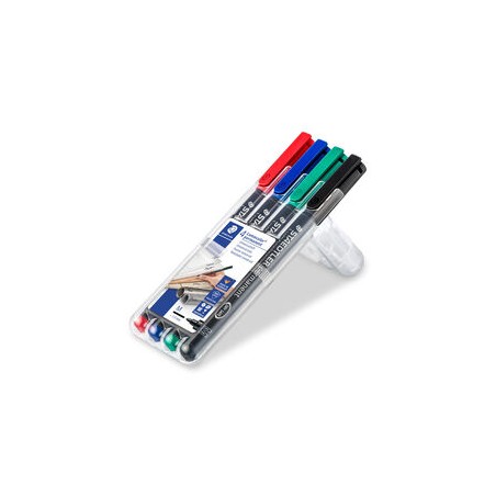 Marqueurs permanents Staedtler Lumocolor lot de 4 couleurs