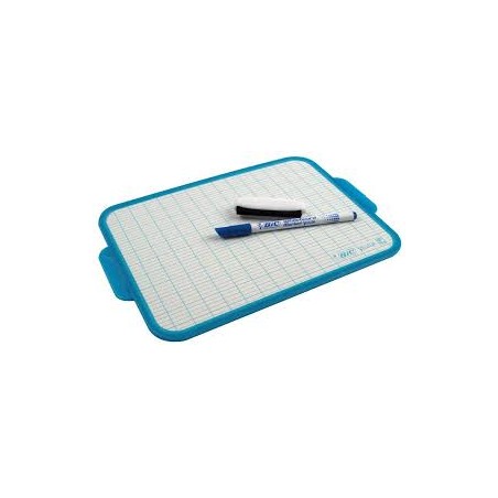 Ardoise scolaire + 1 marqueur bleu + 1 gomme