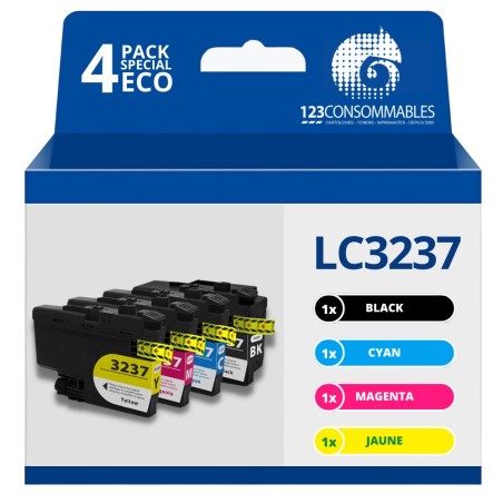 ✅ Pack compatible avec BROTHER LC-3237 4 cartouches couleur pack en stock