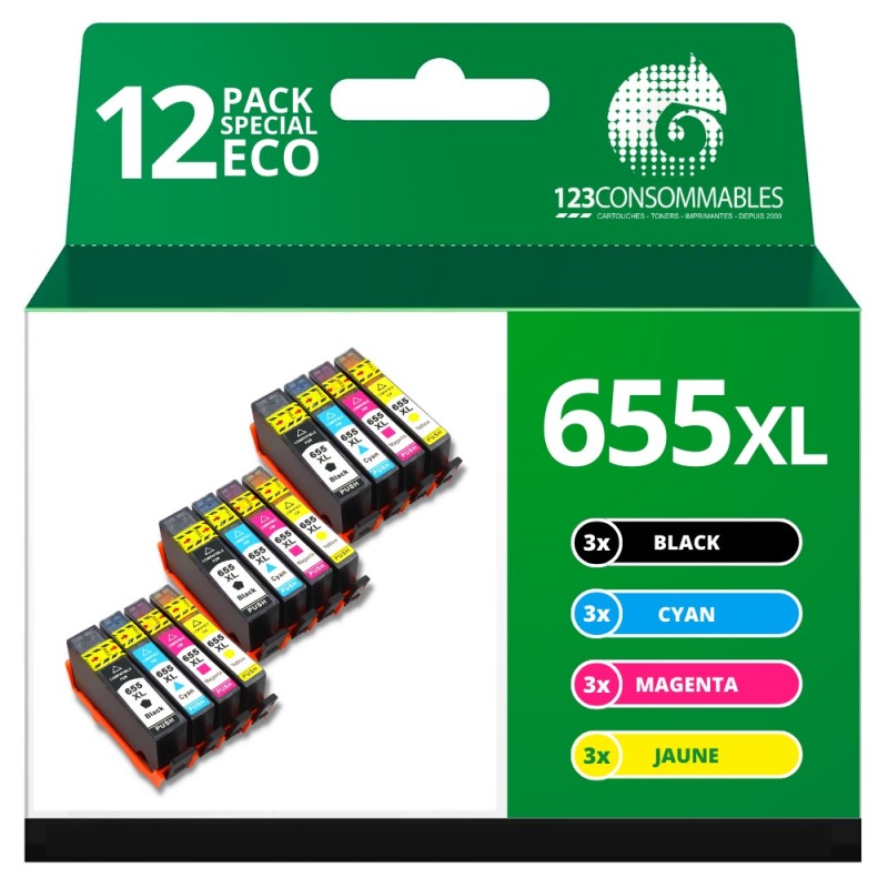 Pack compatible HP 655XL (12 cartouches) Pack compatible HP 655XL (12 cartouches)