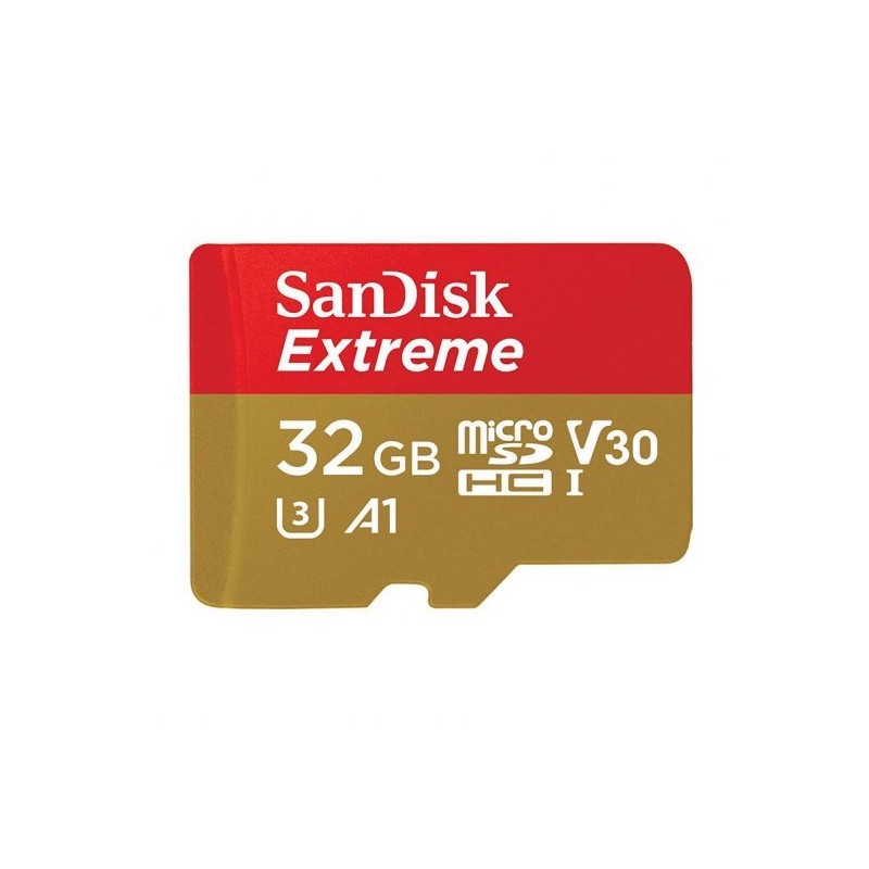 Carte Sandisk Extreme Micro SDHC 32Go UHS-I U3 A1 Classe 10 100Mo/s + Adaptateur SD