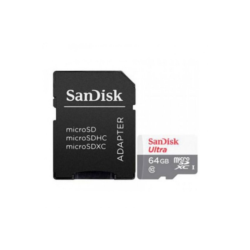 Carte Sandisk Ultra Micro SDXC 64Go UHS-I U1 Classe 10 100Mo/s + Adaptateur SD