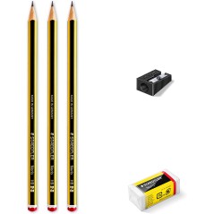 Crayons HB2 avec gomme et taille-crayon - Noris 120 Pack 3

