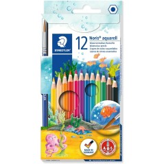 ✅ Staedtler Noris Aquarell 12 Crayons + Pinceau couleur Plusieurs couleurs en stock