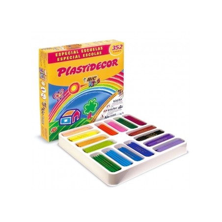 ✅ Bic Kids Plastidecor Boîte 352 Crayons Cire couleur Plusieurs couleurs en stock