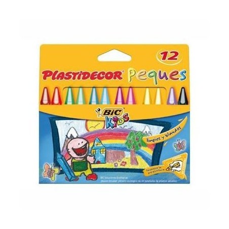 ✅ Bic Kids Plastidecor 12 Crayons Triangulaires couleur Plusieurs couleurs en stock