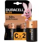 Piles alcalines Duracell C Plus LR14 1.5V - 2 Unités
