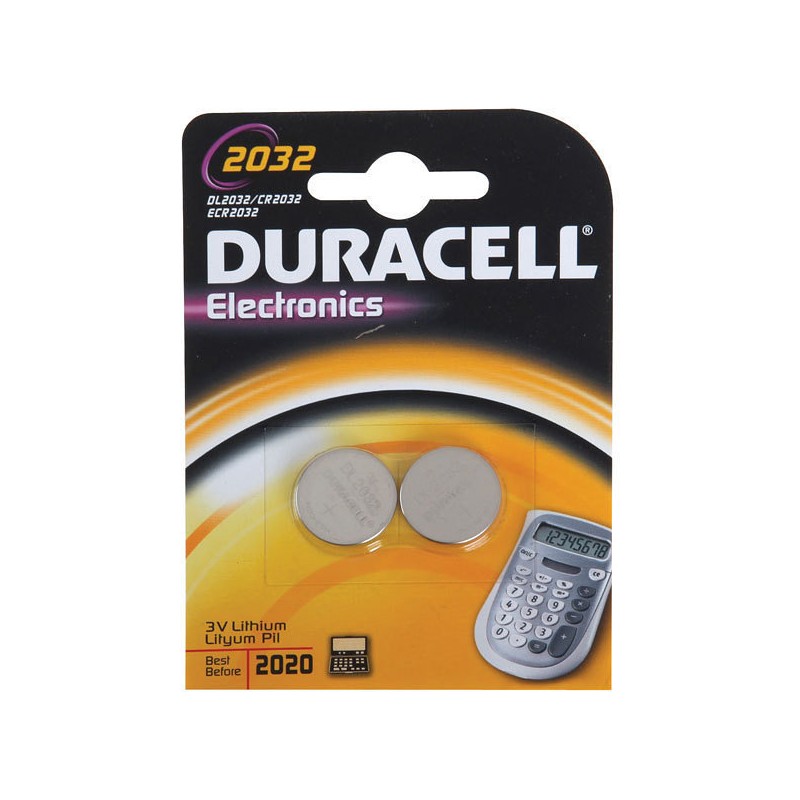 Pile bouton au lithium Duracell DL2032B2 CR2032 3V (2 unités)