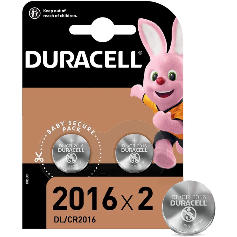 Duracell Pack de 2 Piles Bouton Lithium DL2016 3V - Baby Secure Technology