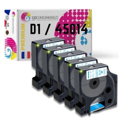 ✅ Pack de 5 Rubans compatible avec DYMO D1 45014 - Texte bleu sur fond blanc - Largeur 12 mm x 7 mètres en stock