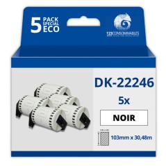 ✅ Pack de 5 Rouleaux Étiquettes compatible BROTHER DK-22246 - Largeur 103 mm x 30,48 m en stock