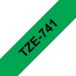 Pack de 5 Rubans compatible avec Brother TZe741 - Texte noir sur fond vert - Largeur 18 mm x 8 mètres