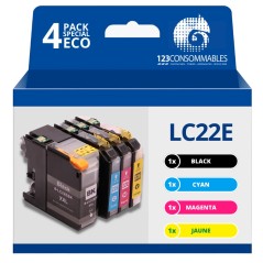 ✅ Pack compatible avec BROTHER LC-22e XL 4 cartouches couleur pack en stock