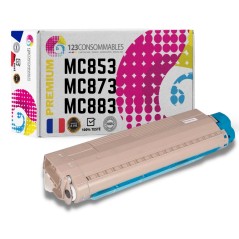✅ Toner compatible OKI MC853 / MC873 / MC883 (45862839) cyan couleur cyan en stock