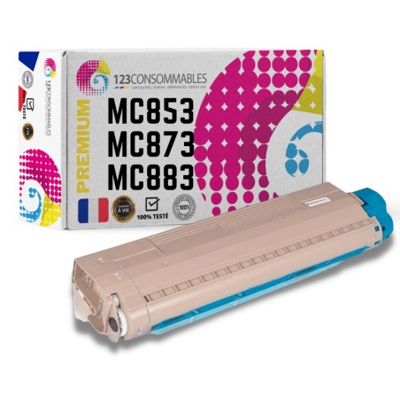 ✅ Toner compatible OKI MC853 / MC873 / MC883 (45862839) cyan couleur cyan en stock