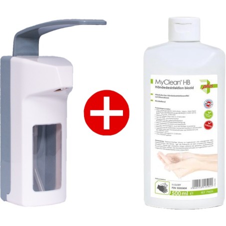 ✅ MyClean HB distributeur mural + 500 ml désinfectant couleur Blanc en stock