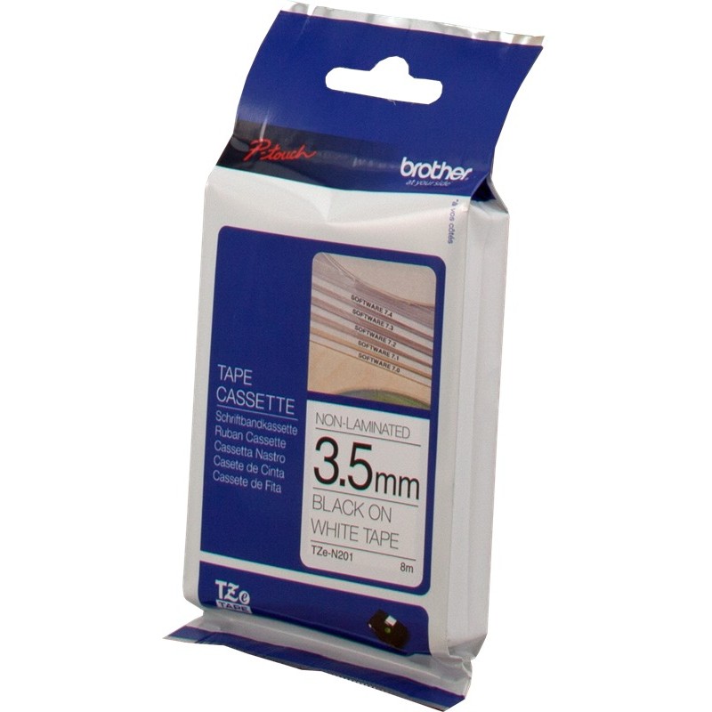 Brother TZe-N201 (TZ-N201) Ruban Noir sur blanc Brother TZe-N201 (TZ-N201) Ruban Noir sur blanc