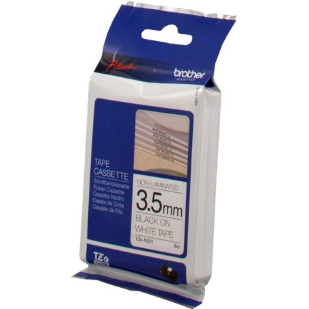 ✅ Brother TZe-N201 (TZ-N201) Ruban Noir sur blanc couleur Noir/blanc en stock