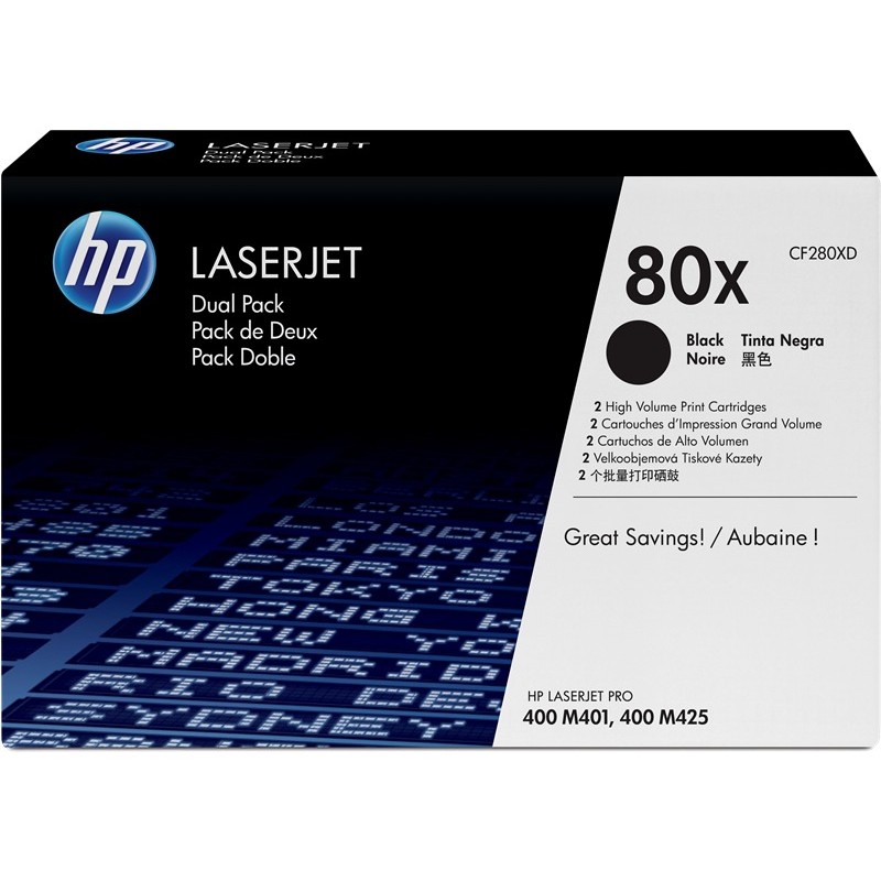 HP Toner 80X (CF280XD) Multipack Noir