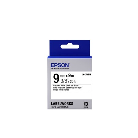 ✅ Epson ruban LK-3WBN noir sur blanc 9 mm couleur Noir/blanc en stock