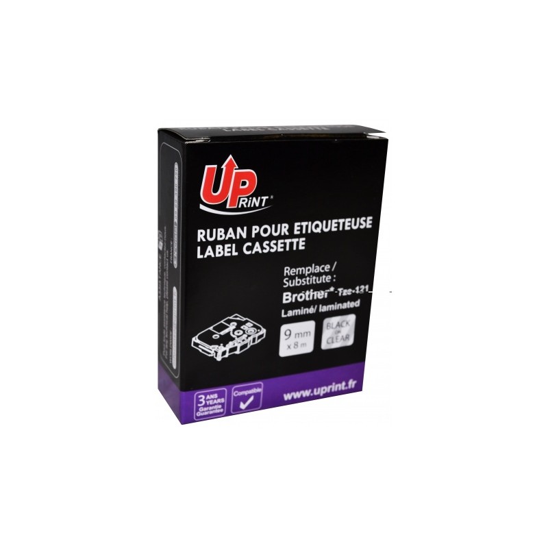 Ruban UPrint TZe-121 (TZ-121)Ruban Noir sur incoloré