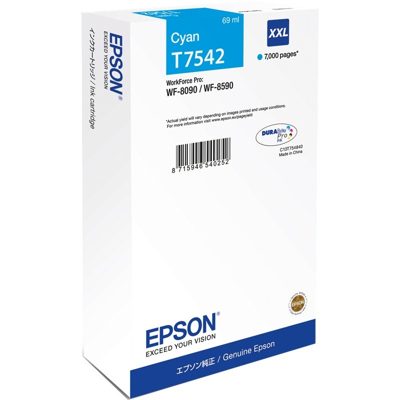 Epson cartouche encre T7542 (C13T754240) cyan Epson cartouche encre T7542 (C13T754240) cyan