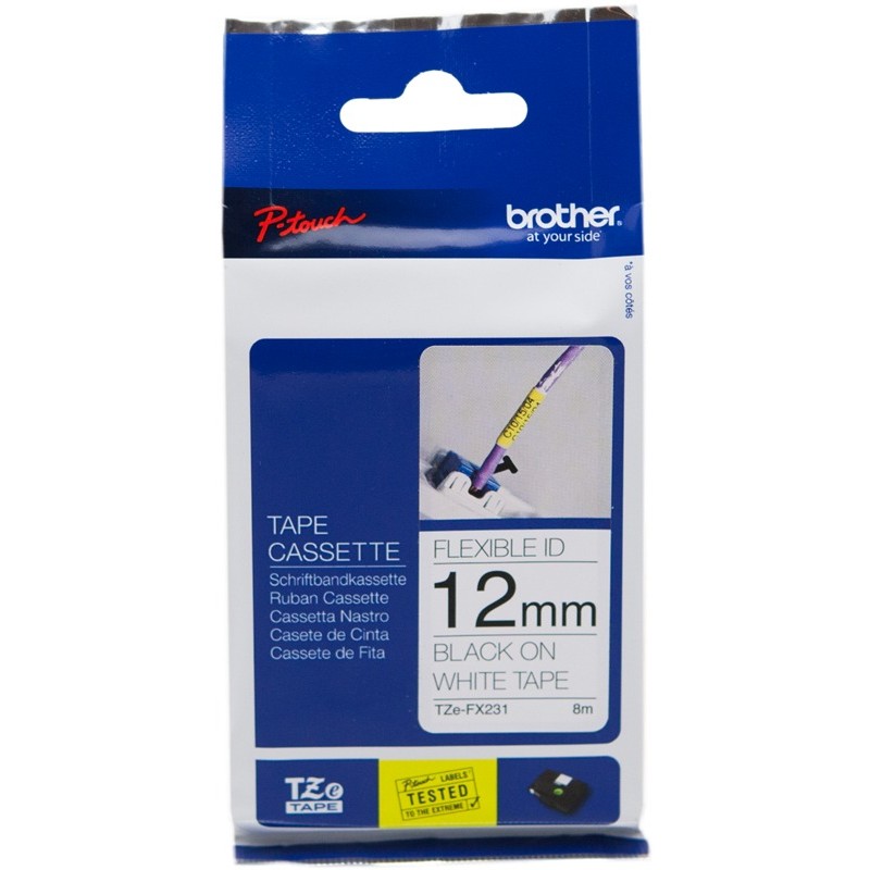 Brother TZ-FX231 ruban laminé flexible noir/blanc - 12mm x 8m