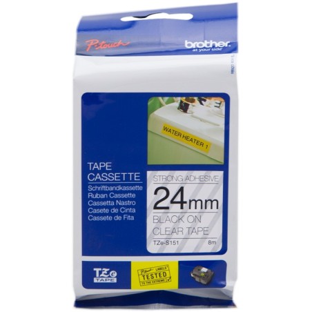 ✅ Brother TZe-S151 (TZ-S151)Ruban Noir sur transparent couleur Noir/transparent en stock