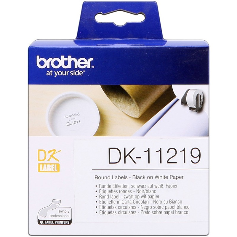 Brother Rouleau étiquettes DK-11219 Noir sur blanc, 12 mm de diamètre