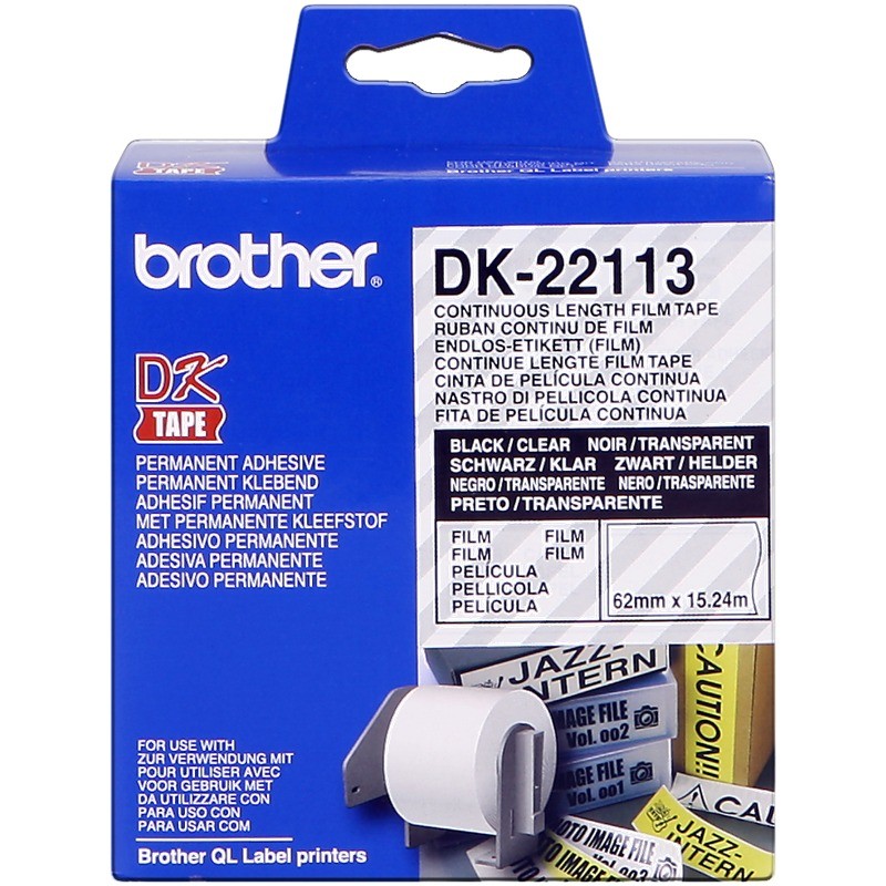 Brother Rouleau de film continu DK-22113 Noir sur transparent, 62 mm Brother Rouleau de film continu DK-22113 Noir sur transparent, 62 mm