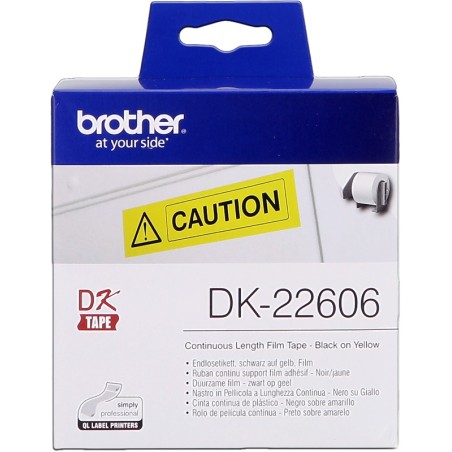✅ Brother Ruban film continu DK-22606 Noir sur jaune, 62 mm de large couleur Noir/jaune en stock