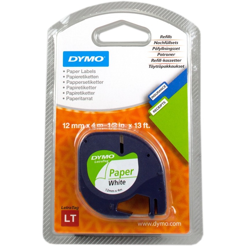 DYMO S0721520 (LetraTAG) Ruban Noir sur blanc DYMO S0721520 (LetraTAG) Ruban Noir sur blanc