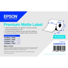 ✅ Epson C33S045418 (S045418) Rouleau adhesif continu Premium Matte 76mm x 35 mm pour TM-C3400 couleur Blanc en stock
